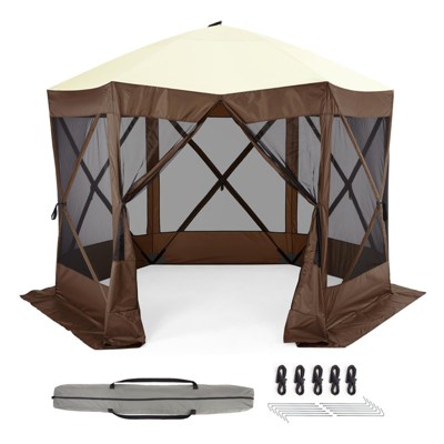 Pop Up Gazebo Tents, Heavy Duty Steel Frame & UV Block Canopy, 6-Sided Screen Tent with Carry Bag
