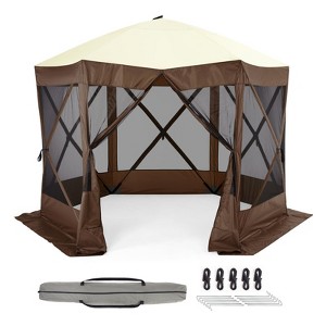 Pop Up Gazebo Tents, Heavy Duty Steel Frame & UV Block Canopy, 6-Sided Screen Tent with Carry Bag - 1 of 4