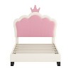 TIRAMISUBEST Twin/Full Upholstered Princess Bed with Crown Headboard, Kids PU Leather Platform Bed Frame - 4 of 4