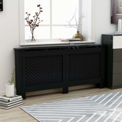 vidaXL Radiator Cover Black 67.7"x7.5"x32.1" MDF
