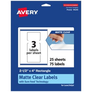 Avery Matte Clear Labels,  2-1/2" x 4" Rectangle - 1 of 4