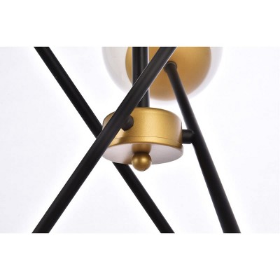 Axl 24'' Black and Brass Sputnik Chandelier with White Glass Shades