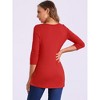 Allegra K Women's 3/4 Sleeve Round Neck Button Decor Casual Stretchy Tunic Tops - 4 of 4