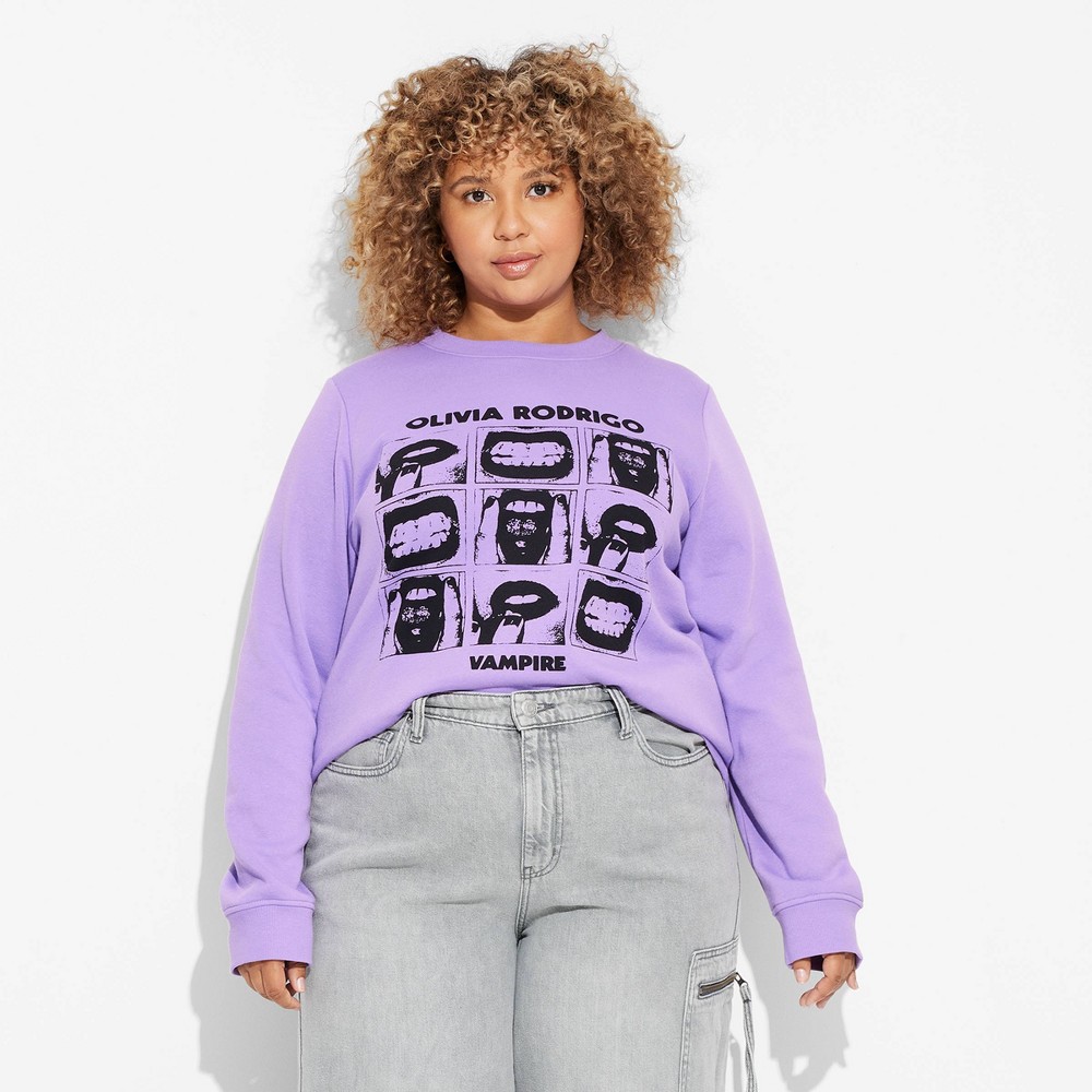 Women's Olivia Rodrigo Vampire Graphic Sweatshirt - Purple 1X – BrickSeek