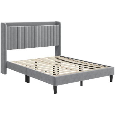 Yaheetech Upholstered Bed Frame with Charging Outlets & USB Ports