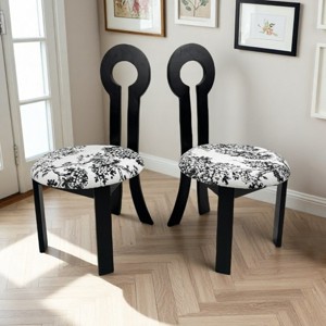 2-Piece Dining Chair Set with PU Leather or Linen Cushion & Curved Keyhole Back, Wood Chairs for Home Dining-Baofuwish - 1 of 4
