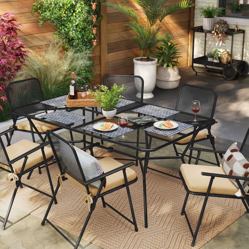 6 Person Metal Mesh Rectangle Patio Dining Table, Outdoor Furniture - Room Essentials&#8482;, 3 of 7