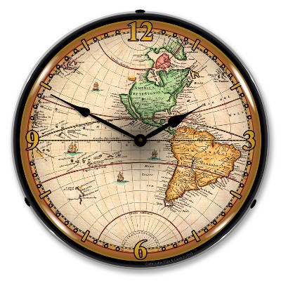 Collectable Sign & Clock | World Map 1730 LED Wall Clock Retro/Vintage, Lighted