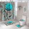 LunaLulinlk 4 Pcs Bathroom Shower Curtain Set Blue Rose Shower Curtain - 2 of 4
