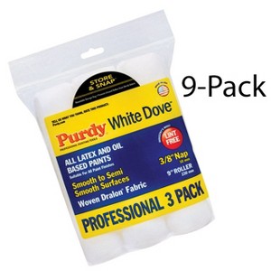 Genuine Purdy 9 Sets of White Dove 3 Multi-Pack 9" x 3/8" Nap Roller Covers 14E863000-9PK - 1 of 1