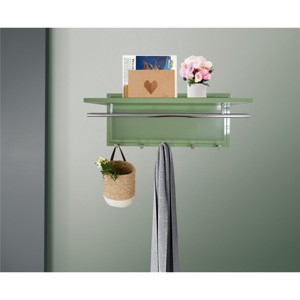 Yukimo 29" Esyspot Metal Wall-Mounted Hook with Shelf - 5 Hooks, Powder-Coated Green Finish, Storage Shelf for Entryway/Bedroom/Mudroom - 1 of 4