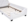 Teddy Fleece Twin Size Upholstered Daybed with Carton Ears Shaped Headboard, White - 2 of 4