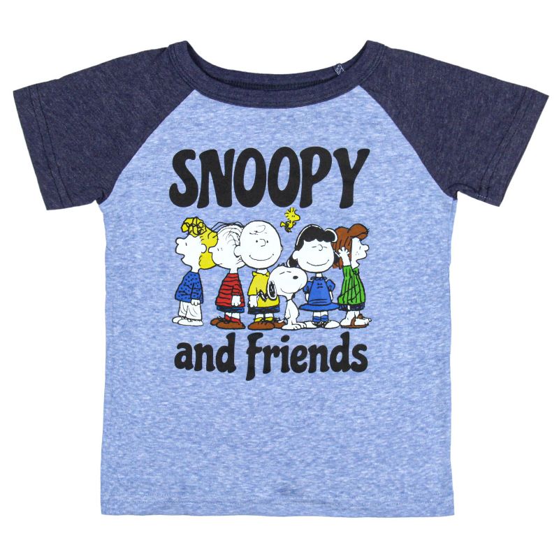 Peanuts Toddler Boys' Snoopy And Friends Raglan Collectible Graphic T-Shirt Kids, 1 of 4