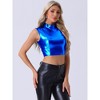 Allegra K Women's Metallic Crop Shiny Sleeveless Holographic Party Tank Tops - 3 of 4