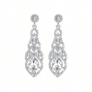 Women's Alloy Teardrop Crystal Earrings Fashionable Temperament, Low Allergy - 1 of 4