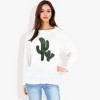 Anna-Kaci Women's Long Sleeve Knit Sweater with Cactus Embroidery - 4 of 4