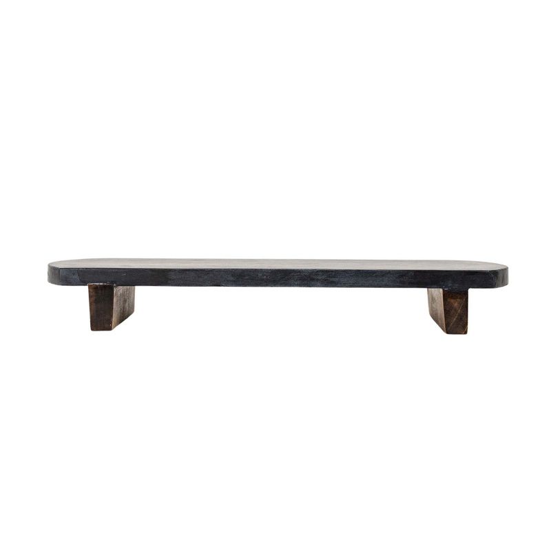 Footed Charcuterie Board Black Marble & Mango Wood by Foreside Home & Garden, 1 of 8