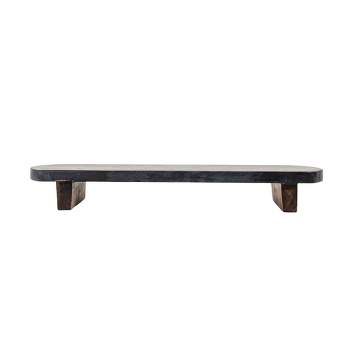 Footed Charcuterie Board Black Marble & Mango Wood by Foreside Home & Garden