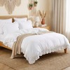 Ruffle Duvet Cover Set, Soft Washed Microfiber Vintage French Country Duvet Cover Set with Button Closure - 2 of 4