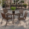 VYNXARIA 5-Piece Plastic chair and steel table Outdoor Dining Set, plastic Chairs and Table Set for Garden Patio, Brown - 2 of 4