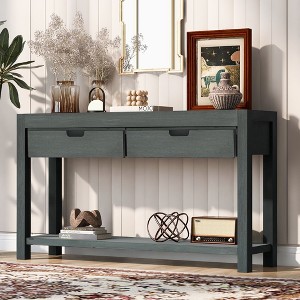 NicBex 2 Drawer Console Table with 1 Open Shelf,Entryway Table with Grooved Handles,Modern Couch Table for Living Room - 1 of 4