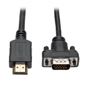 Tripp Lite 1900 x 1200 at 60 Hz HDMI® Male to VGA Male Low-Profile Active Adapter Cable, 6 Ft., Black, P566-006-VGA - 1 of 4
