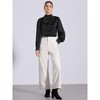 Allegra K Women's Satin Mock Neck Pleated Puff Sleeve Blouse - 3 of 4