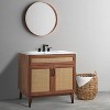JONATHAN Y VAN1008 Javer 20 in. W x 18 in. D x 33 in. H Rattan Modern Farmhouse 2-Shelf Bath Vanity Cabinet Only (Sink Basin not Included), Oak - 2 of 4