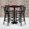 Emma and Oliver 30SQ Mahogany Table Set-4 Ladder Back Stools,Mahogany Seat - 2 of 2