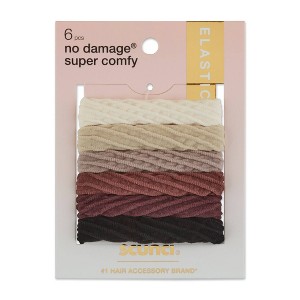 scunci No Damage Super Comfy Textured Hosiery Hair Elastics - 6ct - 1 of 4