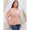 BLUEMING Womens Plus Size Blazers Business Casual Knit Blazer Long Sleeve Shawl Lapel High Waist Jackets - 3 of 4