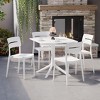WestinTrends Playa Modern 5-Piece Resin Patio Dining Table Set with Stackable Patio Dining Chairs, White - 2 of 4
