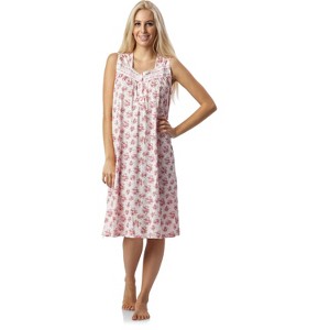 Casual Nights Women's Floral Embroidered/Lace Trim Sleeveless Nightgown - 1 of 3