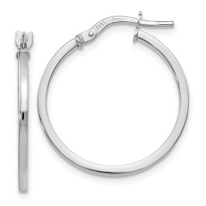 Black Bow Jewelry 14k White Gold Square Tube Round Hoop Earrings, 1.5 x 22mm (7/8 Inch) - 1 of 4