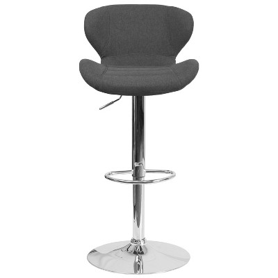 Contemporary Charcoal Swivel Barstool with Adjustable Wood & Metal Base