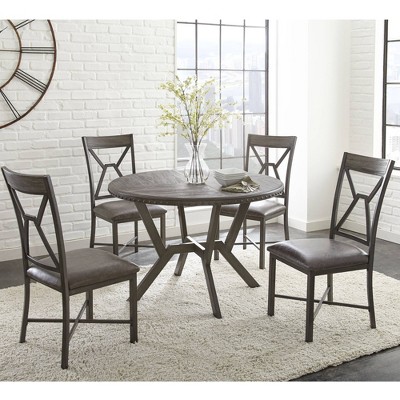 Gray Faux Leather Upholstered Side Chair with Metal Frame