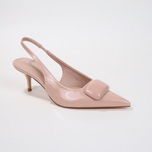 Berness Women's Jennifer Patent Slingback Kitten Heels with Geometric Embellishment - 1 of 4