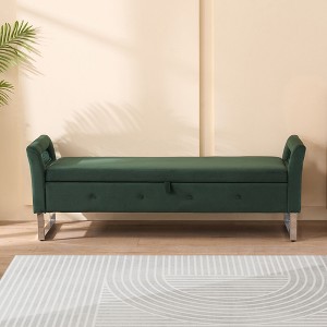 NicBex 68" Velvet Storage Ottoman Bench with Armrests and Upholstered Seat Entryway Bench for Bedroom End of Bed, Living Room - 1 of 4