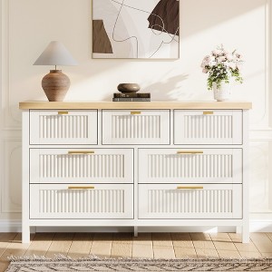 Bedroom Recessed Storage Cabinet, 47.4 Inch, with 7 Drawers, Large Clothes Organizer, Bedroom, Nursery, Living Room, Hallway TV Stand - 1 of 4