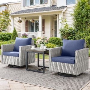 Outdoor Patio Swivel Chair Glider Chair with Removable Cushions for Porch - 1 of 4