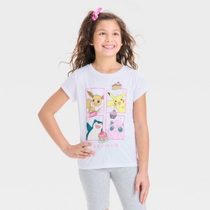 Girls' Pokemon Cafe Short Sleeve Graphic T-Shirt - White - 1 of 4