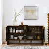 Mid Century Modern Sideboard Buffet Cabinet With Geometric Doors And Adjustable Shelves, Storage Console For Living Room-Maison Boucle - 3 of 4