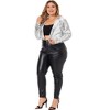 Agnes Orinda Women's Plus Size Sequin Party Open Front Long Sleeve Crop Cardigans - 3 of 4