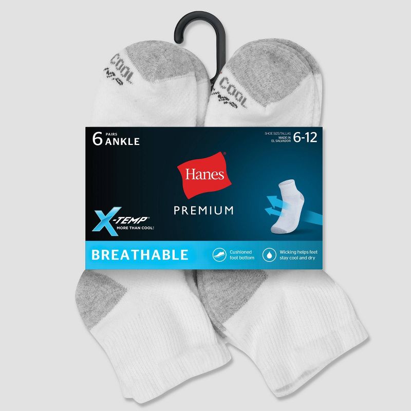 Hanes Premium Men's X-Temp Breathable Ankle Socks 6pk - 6-12, 4 of 6