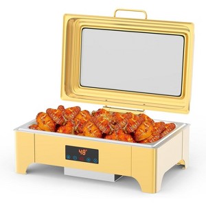 Electric Roll Top Chafing Dish Buffet Set with Touch Screen, Catering Food Warmer with 1 Full Size and Glass Window for Party, Wedding - 1 of 4