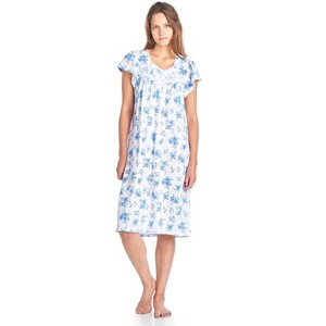 Casual Nights Women's Cotton Short Sleeve Sleep Dress, Nightshirt, Nightgown - 1 of 4