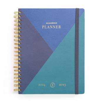 Wit & Delight 2024-25 Weekly/Monthly Academic Planner 11"x8.5" Matte Spiral Blue Color Block