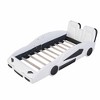 BABYYER Twin Size Race Car-Shaped Platform Bed, Upholstered Twin Bed Frame with Guardrail for Kids Boys Girls - 4 of 4