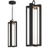 LamQee Large Outdoor Pendant Lights Fixtures Integrated LED Modern Outdoor Ceiling Hanging Lights Sleek Black Lantern - 2 of 4
