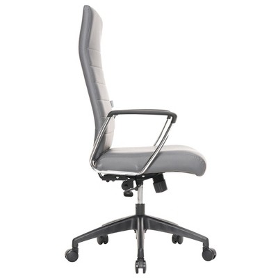 Gray High-Back Leather Swivel Office Chair, 47"